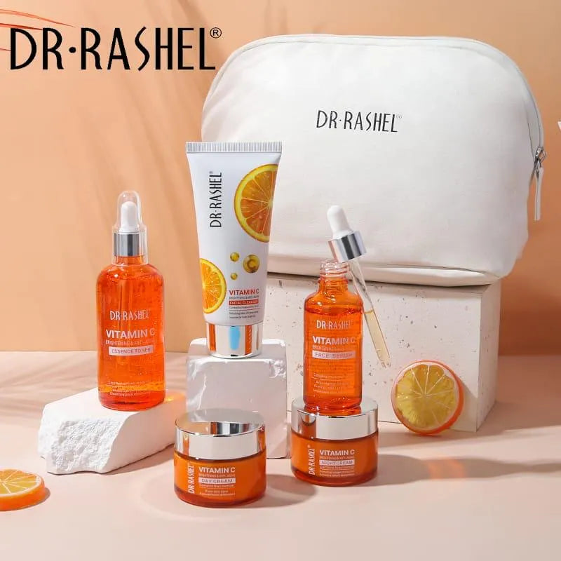 DR.Rashel New 5 PCS Vitamin C Brightening & Anti-Aging Skin Care Series With Pouch DRL-1739
