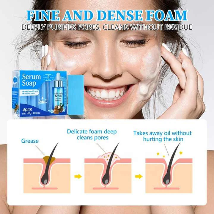 Aichun Beauty 4pcs Hyaluronic Acid Serum Moisturizing Face Body Cleaning Bar Soap 120g AC3222