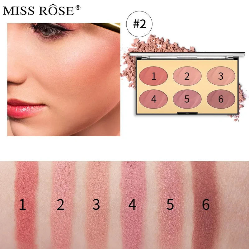 Miss Rose 6 Color Oval Blush Palette