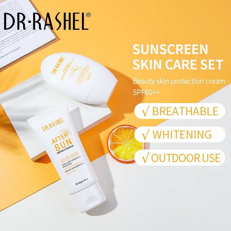 Dr.Rashel 2 PC Set Hydrating And Anti-Aging Sun Protection Cream Soothing & Cooliing Gel Kit 60SPF DRL- 1654