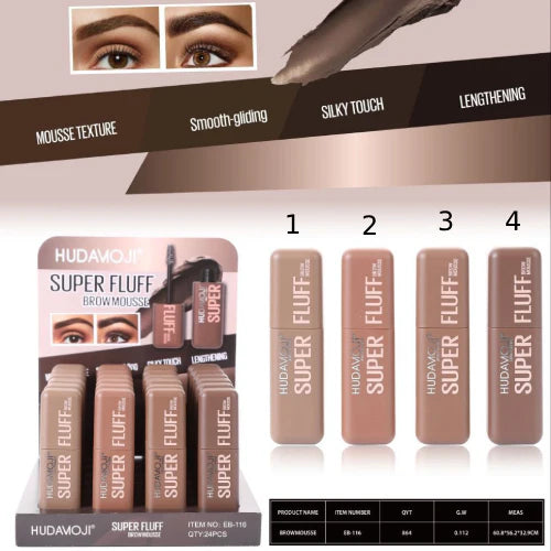 HudaMoji Super Fluff Brow Mousse – Tinted, Long-Wear Brow Setter EB-116)