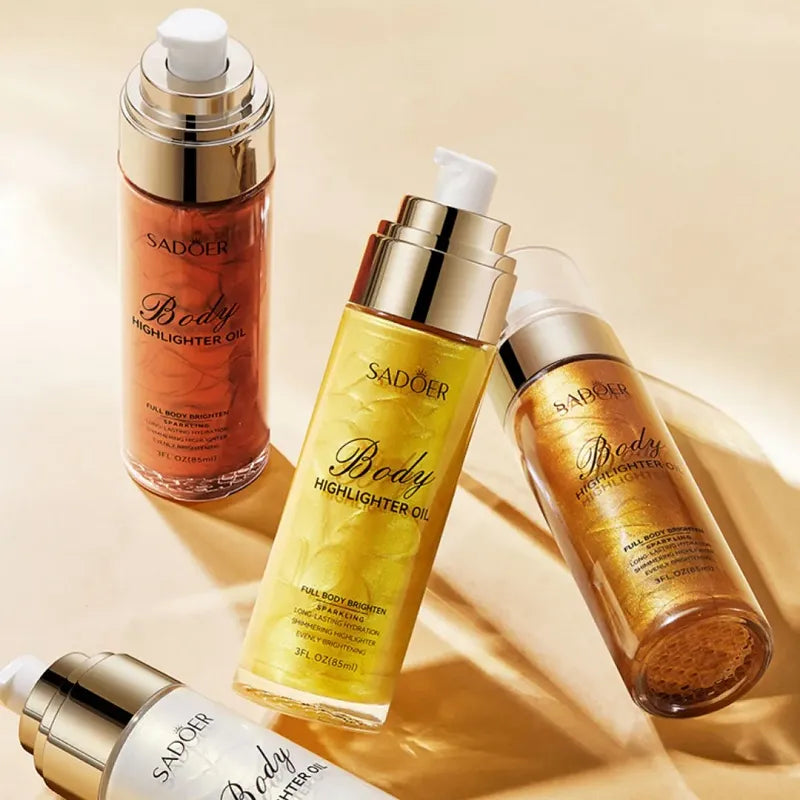SADOER Body Highlighting Oil Whitening Brightening Moisturizing Rejuvenating Body Lotion Long Lasting Shimmer Glitter Glow Body Oil