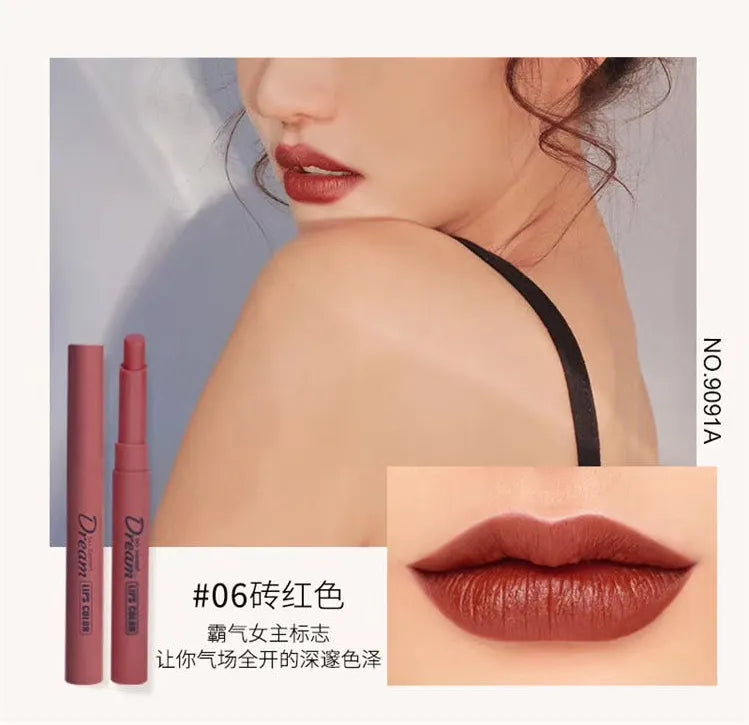 HENG FANG Set OF 6 - Waterproof Matte Color Makeup Lipsticks.