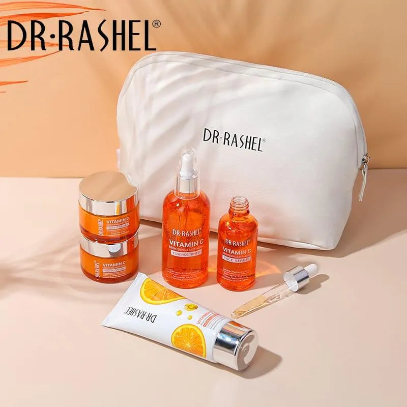 DR.Rashel New 5 PCS Vitamin C Brightening & Anti-Aging Skin Care Series With Pouch DRL-1739
