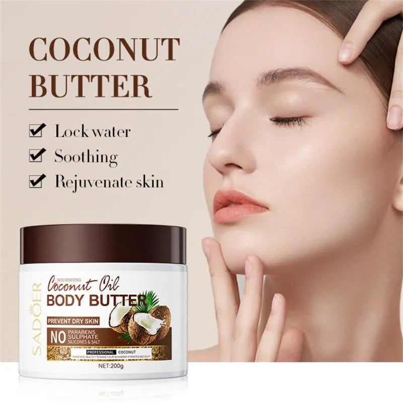 SADOER Coconut Moisturizing Body Butter Skin Moisturizer Smooth Rough Deep Hydration Cream 200g SD35530