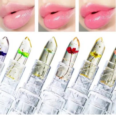 Transparent Flower Jelly Lipstick Temperature Change Color Long Lasting Waterproof