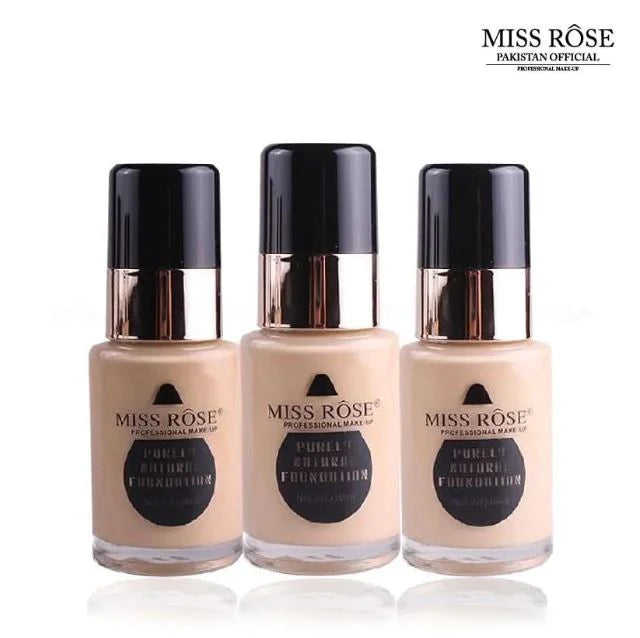 MISS ROSE Waterproof Moisturizing Oil Free Full Coverage Deep Whitener Liquid Foundation 30ml