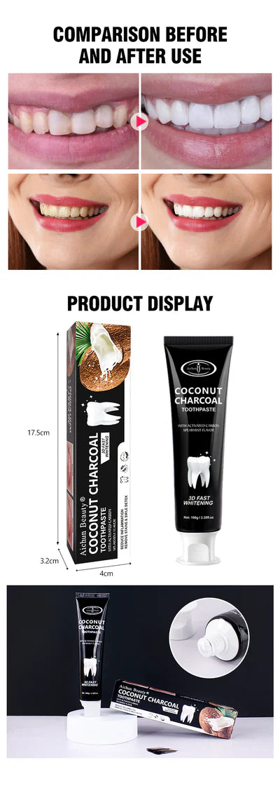 Aichun Beauty Customized Natural Active Teeth Coconut Black Bamboo Chrcoal Toothpaste 100g AC3182