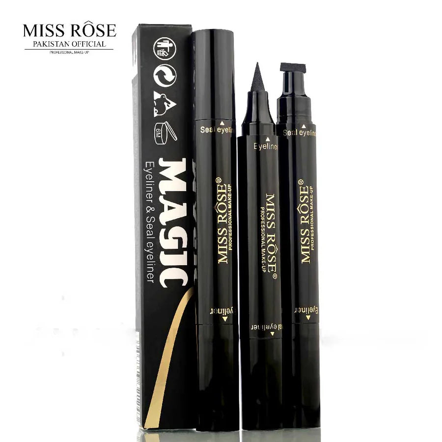 Miss Rose Makeup Liquid Black Seal Eyeliner Pencil Quick Dry Waterproof With Stamp