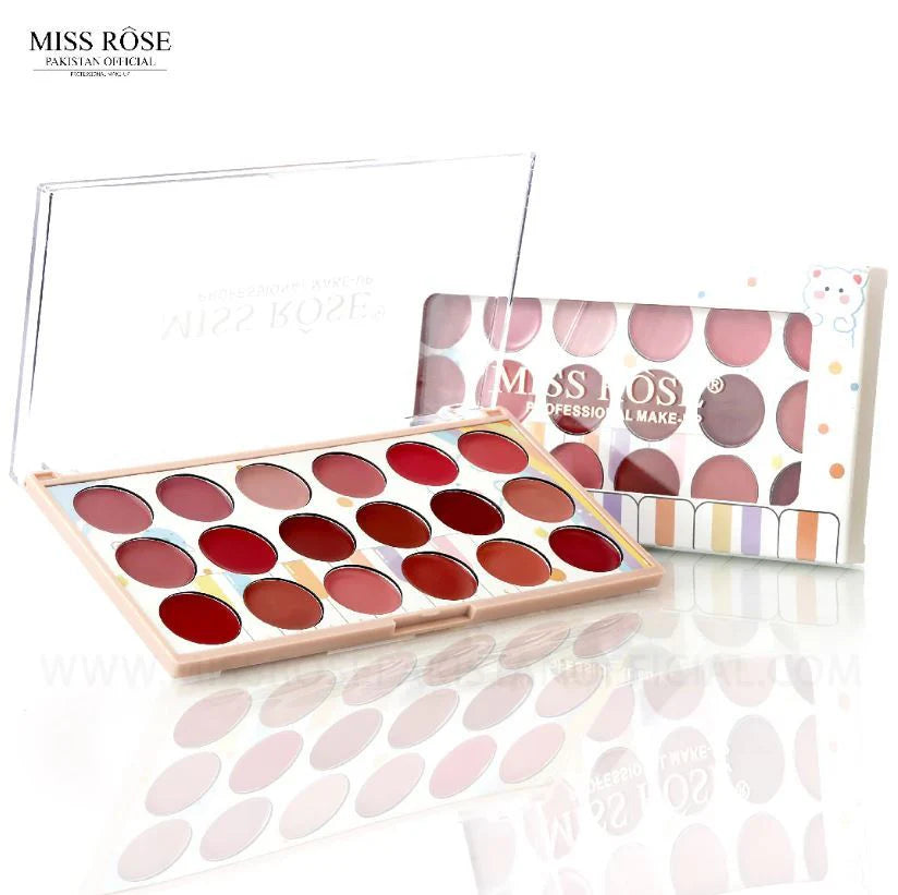 Miss Rose 18 Colors Matte Long Lasting Waterproof Nourishing Lip Cream Palette