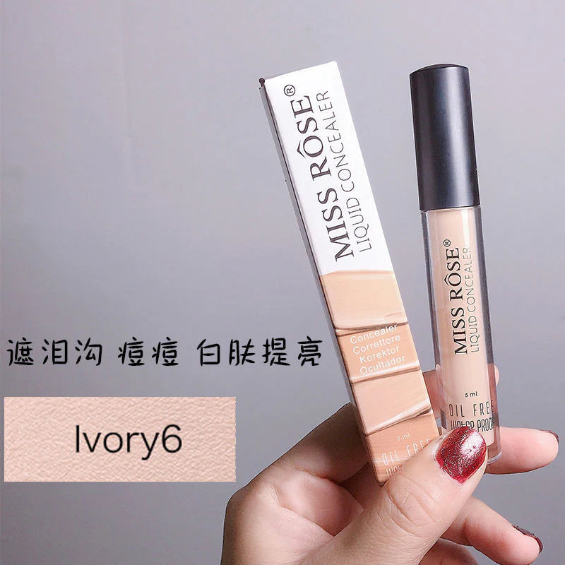 MISS ROSE Concealer , Liquid Foundation & Brush - 3 Pcs Set