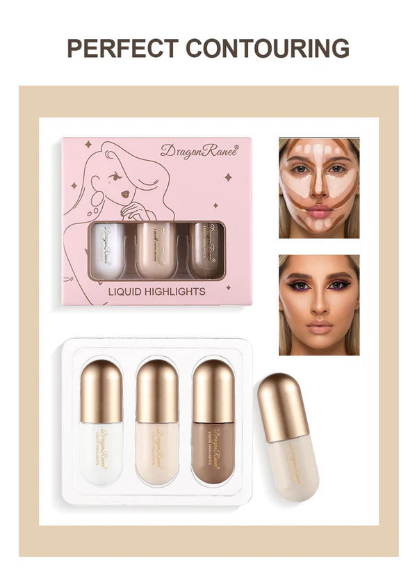 Dragon Ranee 3 Color 3D Face Highlighter Face Contour Bronzer Brightening Concealer Beautifying Cream Sticks 4.5g x 3pcs DR57