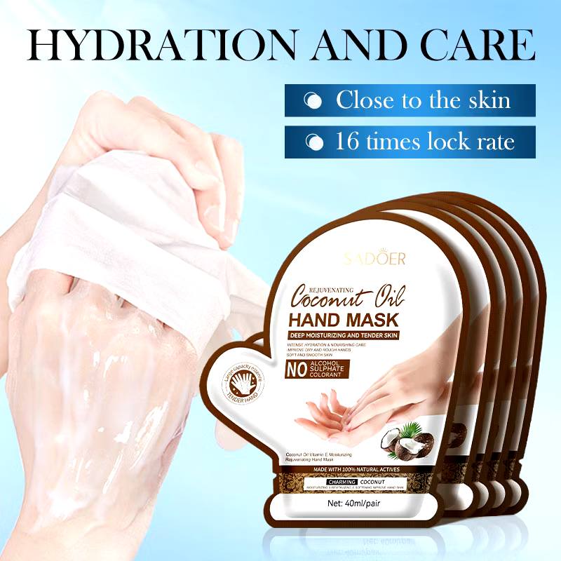 SADOER Coconut Oil Hand and Foot Mask Set - Deep Moisturizing & Exfoliating Spa Treatment - 40ml/Pair