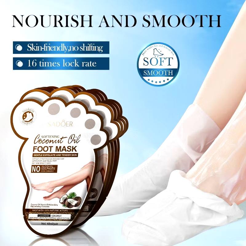 SADOER Coconut Oil Hand and Foot Mask Set - Deep Moisturizing & Exfoliating Spa Treatment - 40ml/Pair