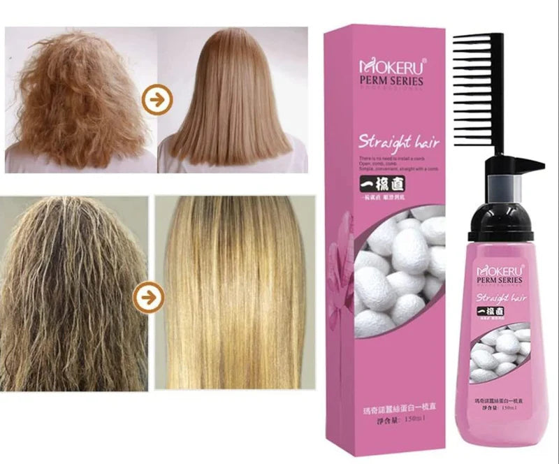 New Mokeru Easy Using Smooth Hair Nourishing Straight Hair Cream Treatment With Brush 150ml