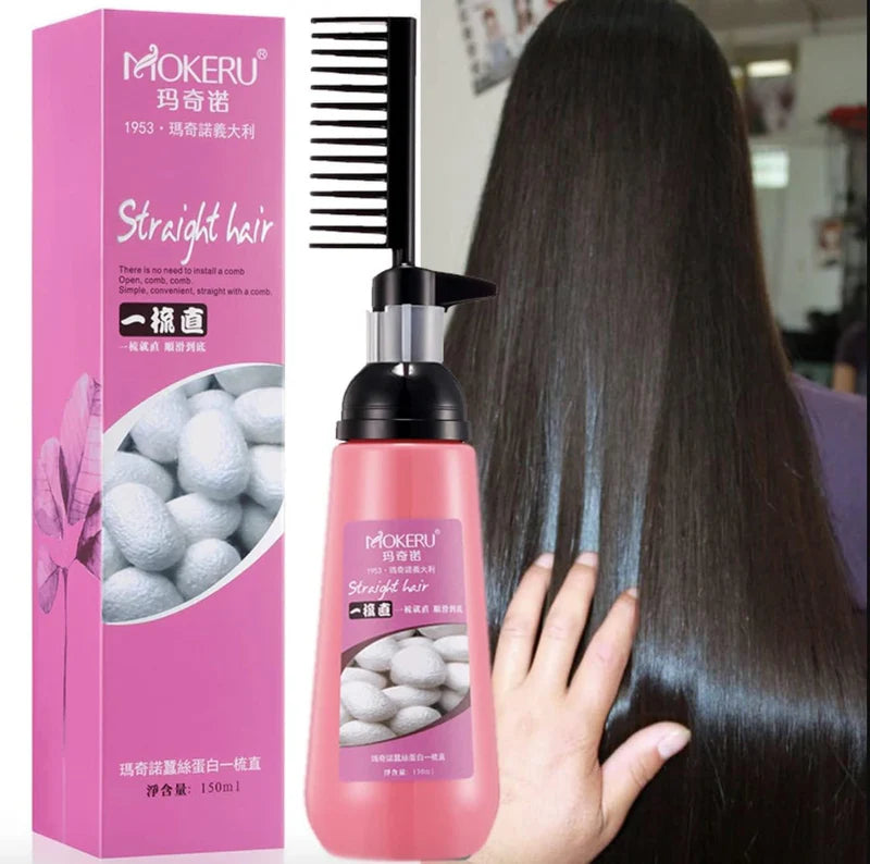 New Mokeru Easy Using Smooth Hair Nourishing Straight Hair Cream Treatment With Brush 150ml
