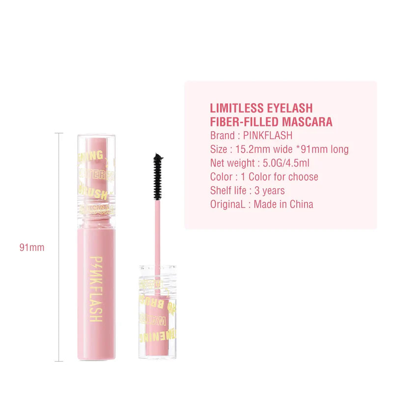 PINKFLASH Limitless Eyelash Fiber-Filled Mascara For Crazy Length & Curled Ultrathin Fibre Waterproof Skinny Mascara