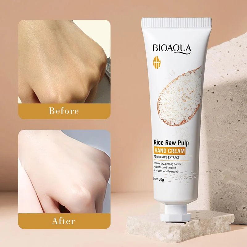 BIOAQUA Rice Raw Pulp Hand Cream Anti Chapping Anti Aging Moisturizing Whitening Cream 30g - BQY15280