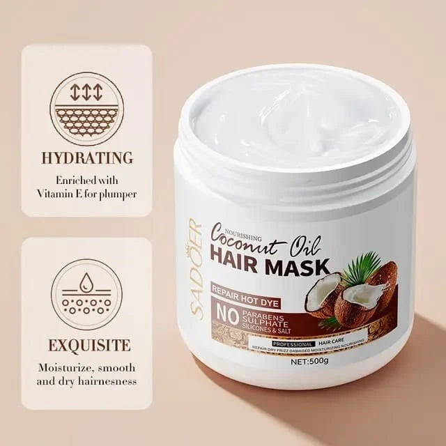 SADOER Coconut Oil smoothing hair nourishing Moisturizing Deep Repair hair care mask 500g SD36797