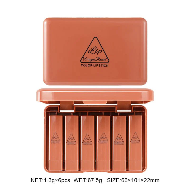 Dragon Ranee Set Of 6 Velvet Long Lasting Waterproof Lipstick DR27