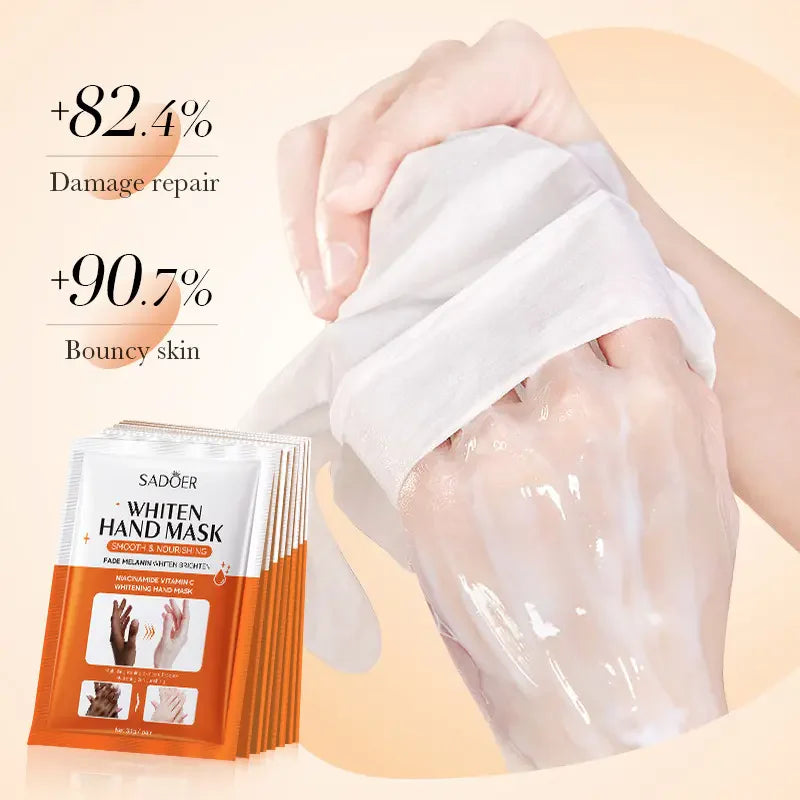 SADOER Vitamin C Skin Care Dark Skin Lightening & Whitening Moisturizing Hand Mask Moisture Soft Hyaluronic Acid Dark Knuckle Hand Mask 35g SD10026