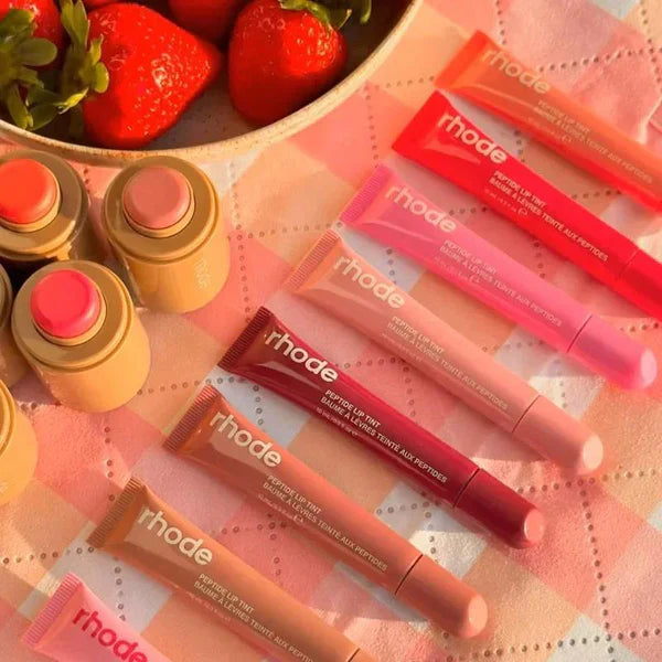 Glow-Up Trio- 1Pc Rhode Pocket Blush + 1 Pc Rhode Lip Gloss + 6pcsFlormar Matte Color Lipstick Pencil Set – Long Lasting Lip & Cheek Makeup