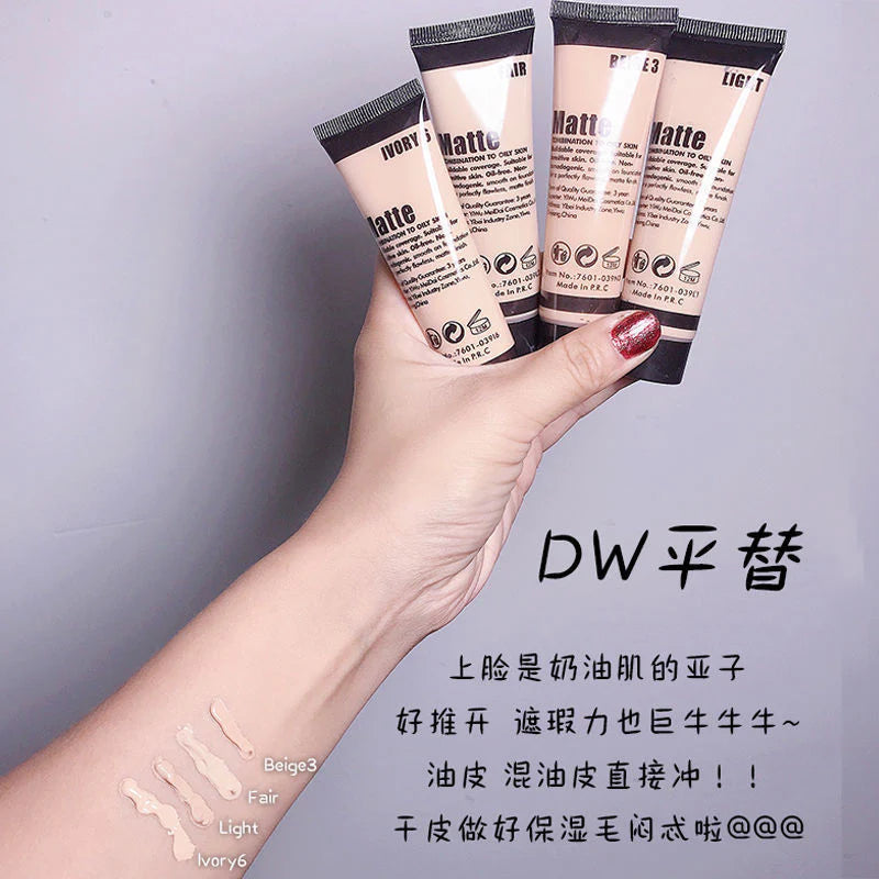 MISS ROSE Concealer , Liquid Foundation & Brush - 3 Pcs Set
