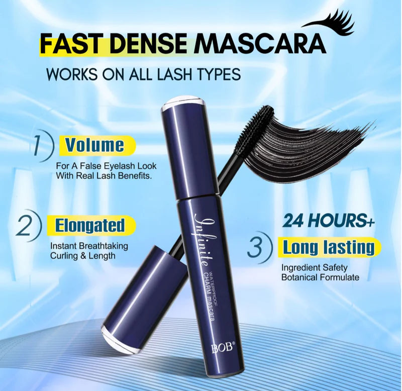 BOB 720 Waterproof Fast Dense Intensity Charm Curl Lash Black Mascara