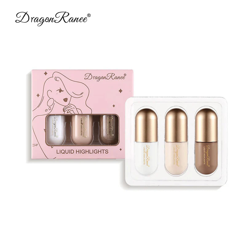 Dragon Ranee 3 Color 3D Face Highlighter Face Contour Bronzer Brightening Concealer Beautifying Cream Sticks 4.5g x 3pcs DR57