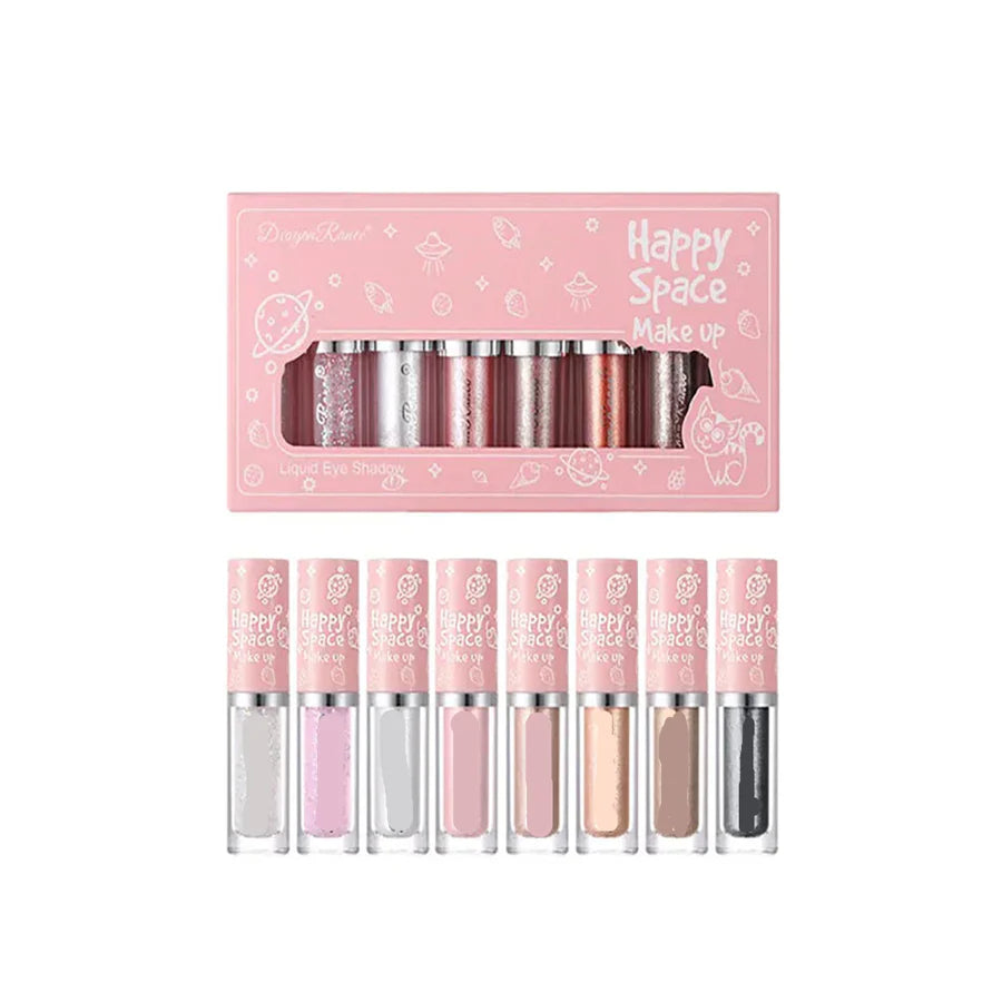Happy Space- Set Of 8 Shimmer And Shiny Liquid Glitter Eyeshadow Kit Professional Eyeshadow Glitter - 2.5ml*8pcs