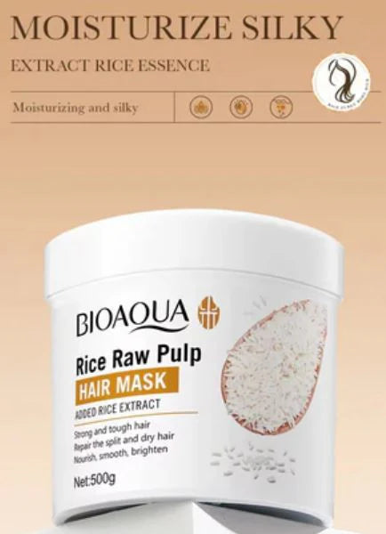 BIOAQUA Ric Raw Pulp Hair Mask For Dry Damaged Hair 500g in jar BQY51810
