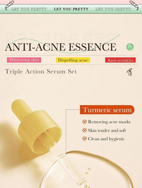 Bioaqua 3pcs/set Turmeric Snail Nicotinamide Moisturizing Face Serum 30ml BQY84069
