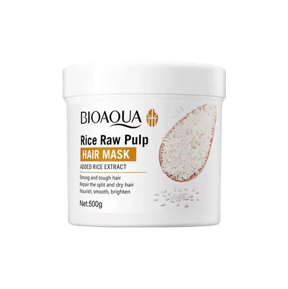 BIOAQUA Ric Raw Pulp Hair Mask For Dry Damaged Hair 500g in jar BQY51810