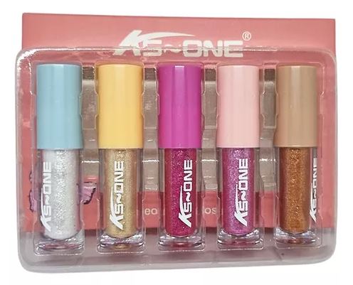 KS-One Glitter Lip Gloss Set,5pcs Sparkling Diamond Toned Lip Gloss Set Pearly Luster