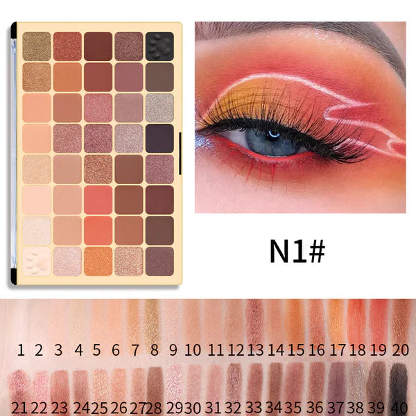 Miss Rose Premium 40-Color High Chroma Matte & Shimmer Eyeshadow Palette