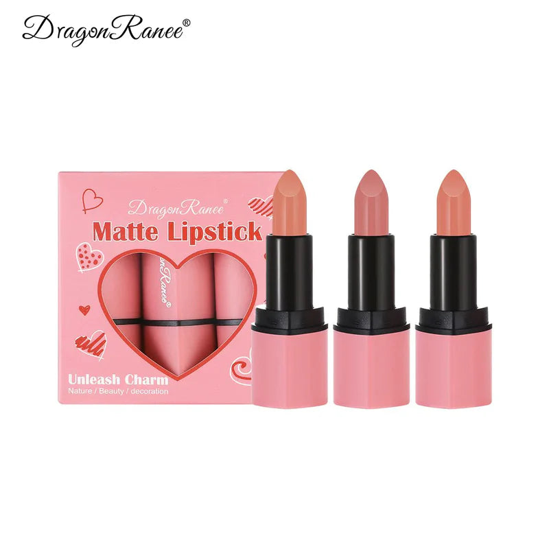 Three Lipsticks Small Set Boxed Lipstick Female Velvet Matte Lovely HeaD8010