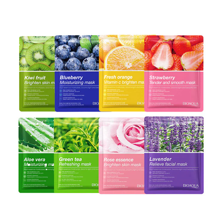SADOER / Bioaqua Bundle of 12pcs & 15pcs Facial Face Sheet Mask, Hydrating, Radiance Boost, Calming, Moisturizing, Skin Care Sheet Masks