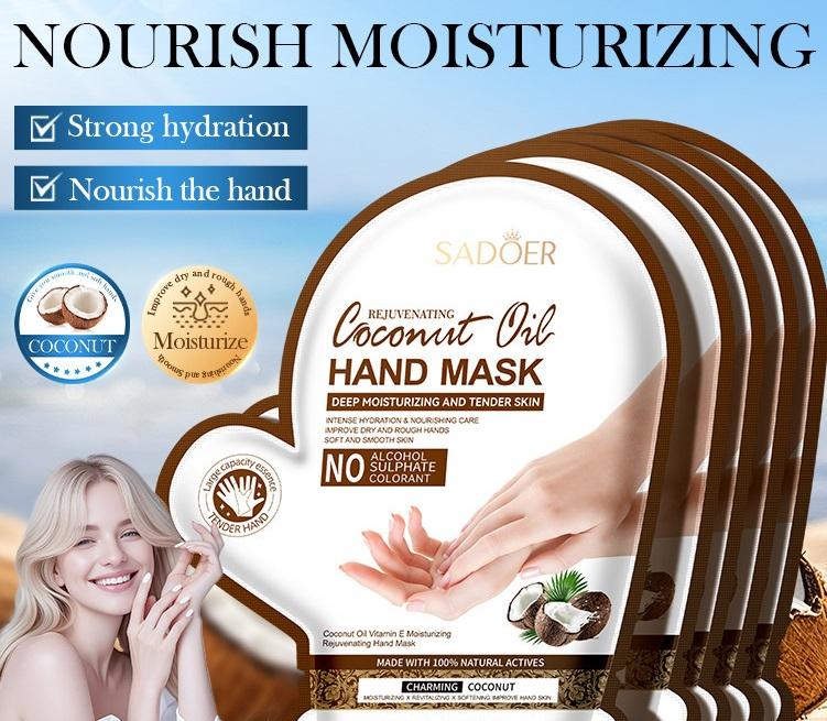 SADOER Coconut Oil Hand and Foot Mask Set - Deep Moisturizing & Exfoliating Spa Treatment - 40ml/Pair