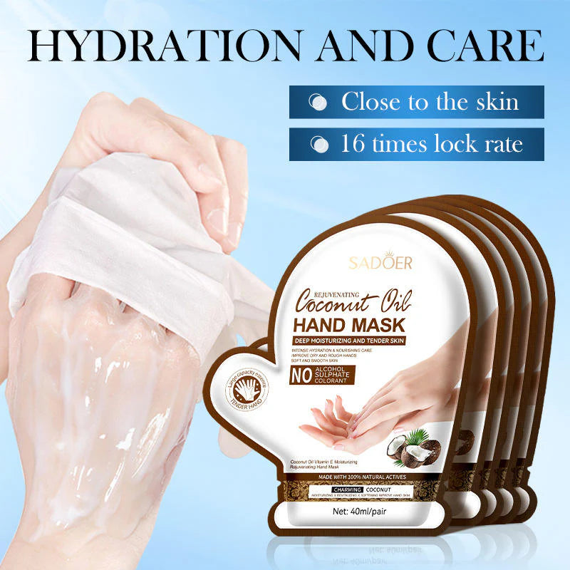 SADOER Coconut Oil Hand and Foot Mask Set - Deep Moisturizing & Exfoliating Spa Treatment - 40ml/Pair