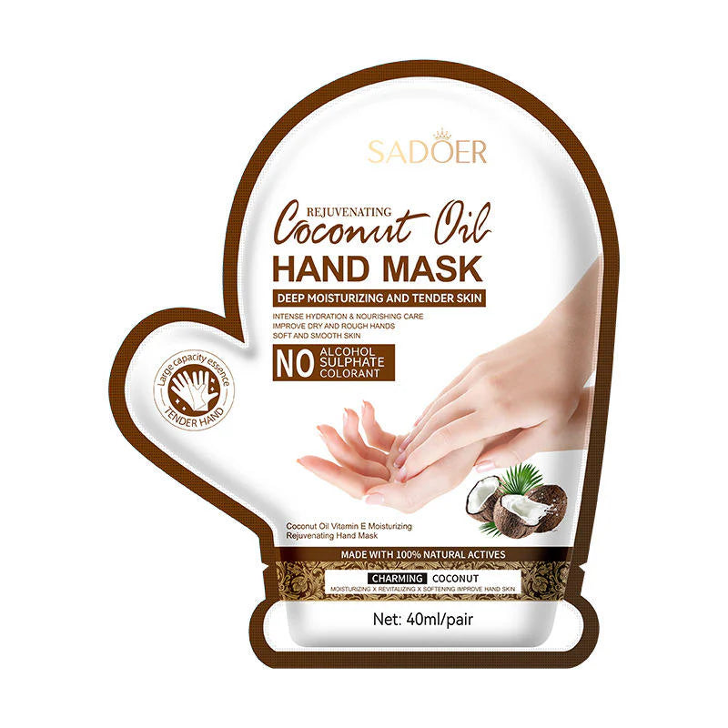 SADOER Coconut Oil Hand and Foot Mask Set - Deep Moisturizing & Exfoliating Spa Treatment - 40ml/Pair