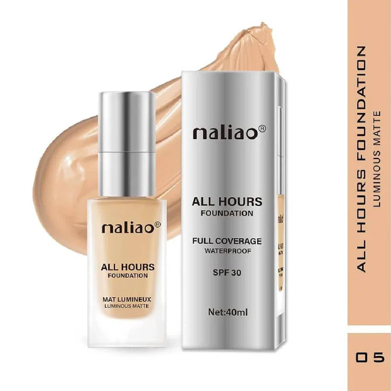 Maliao All Hours SPF30 Foundation Mat Lumineux - Luminous Matte, Full Coverage, Waterproof, Ultimate Radiant