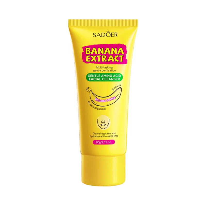 SADOER Banana Facial Cleanser Deep Cleaning Oil-Control Whitening Brightening & Moisturizing Face Wash Hydrating Refreshing Rich Foam Banana Facial Wash Cleanser 60g SD35844