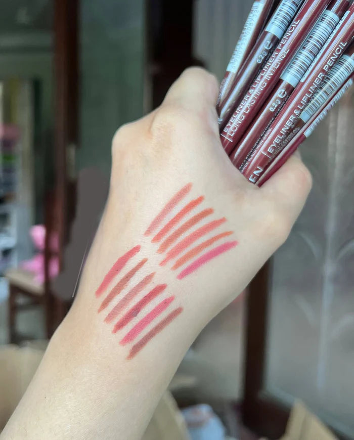 Pack of 06 pcs Long LastingEyeliner & lipliner Thick Pencil
