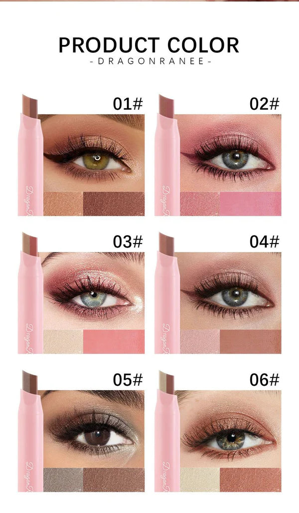 Dragon Ranee Pack of 06 Eyeshadow Stick 2 In 1 Double Color Gradient Velvet Shadow Stick Eye Makeup Waterproof Lasting Shimmer Metallic Eyeshadow Makeup DR105A