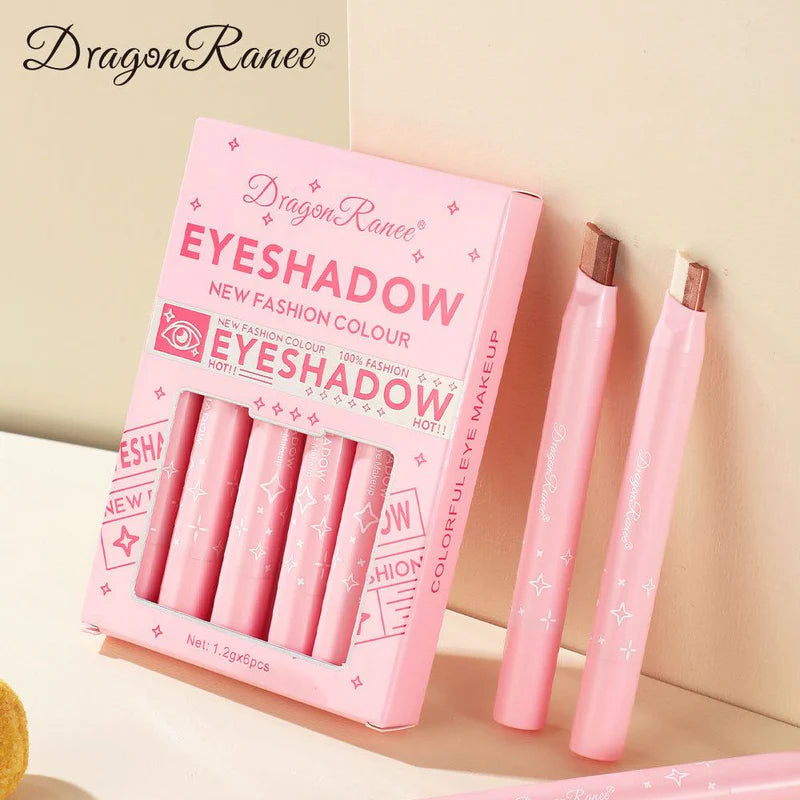 Dragon Ranee Pack of 06 Eyeshadow Stick 2 In 1 Double Color Gradient Velvet Shadow Stick Eye Makeup Waterproof Lasting Shimmer Metallic Eyeshadow Makeup DR105A