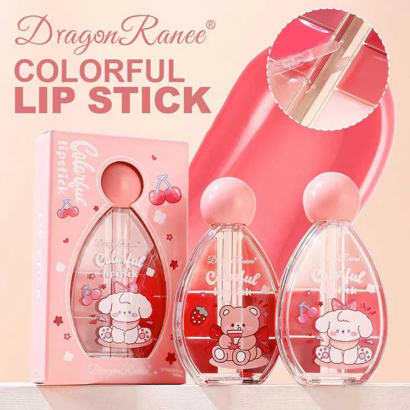 Dragon Ranee 6-color Bear Solid Lipstick Water Light Mirror Lip Gloss Whitening and Colorful Waterproof and Sweat-proof Lipstick Moisturizing Lip Gloss for Autumn and Winter