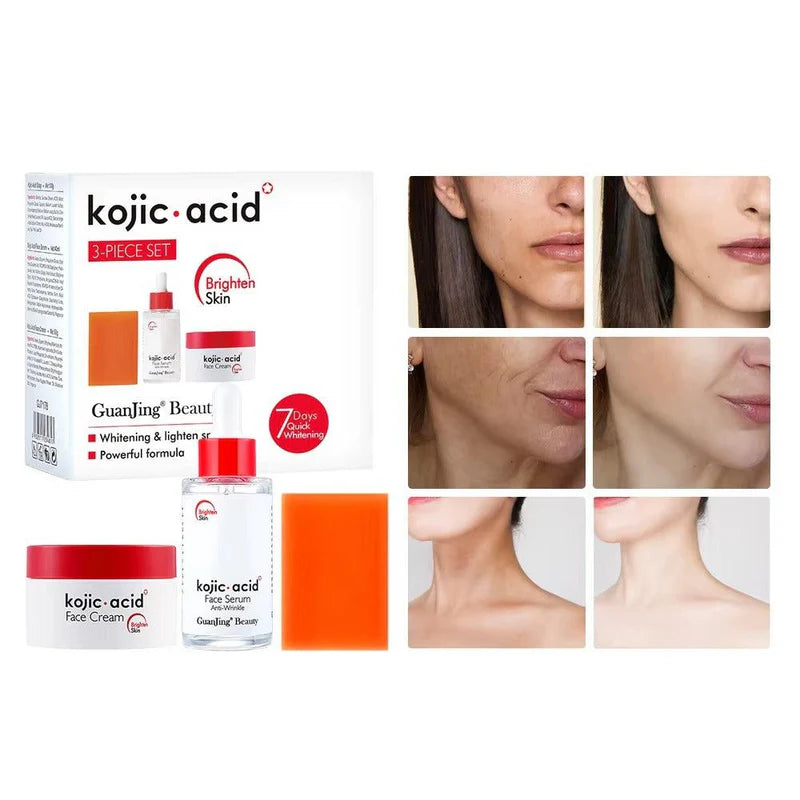 Guanjing Kojic Acid Whitening 3pc Skin Care Set for Brighten Skin