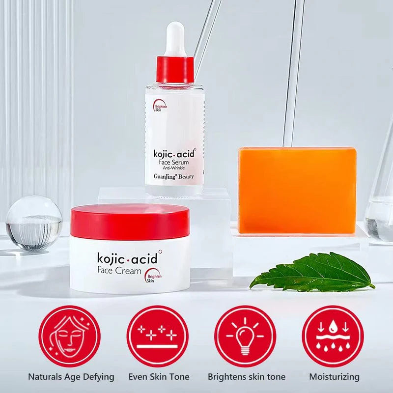 Guanjing Kojic Acid Whitening 3pc Skin Care Set for Brighten Skin