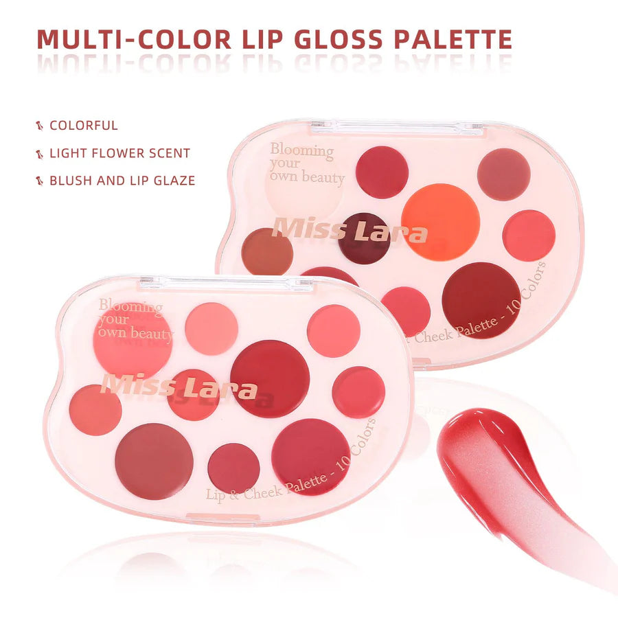 Miss Lara Aesthetic Lip & Cheek Cream 10 colors Palette