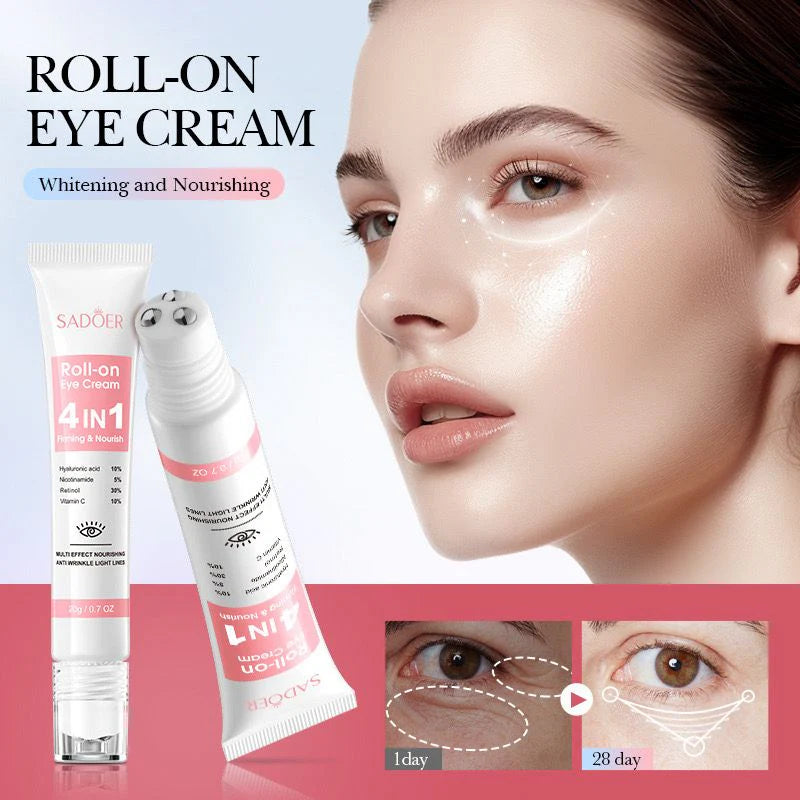 SADOER 4 in 1 Roll-on Moisturizing Eye Cream Anti Dark Circles Eye Bags Firming Moisturizing Eye Serum SD40664